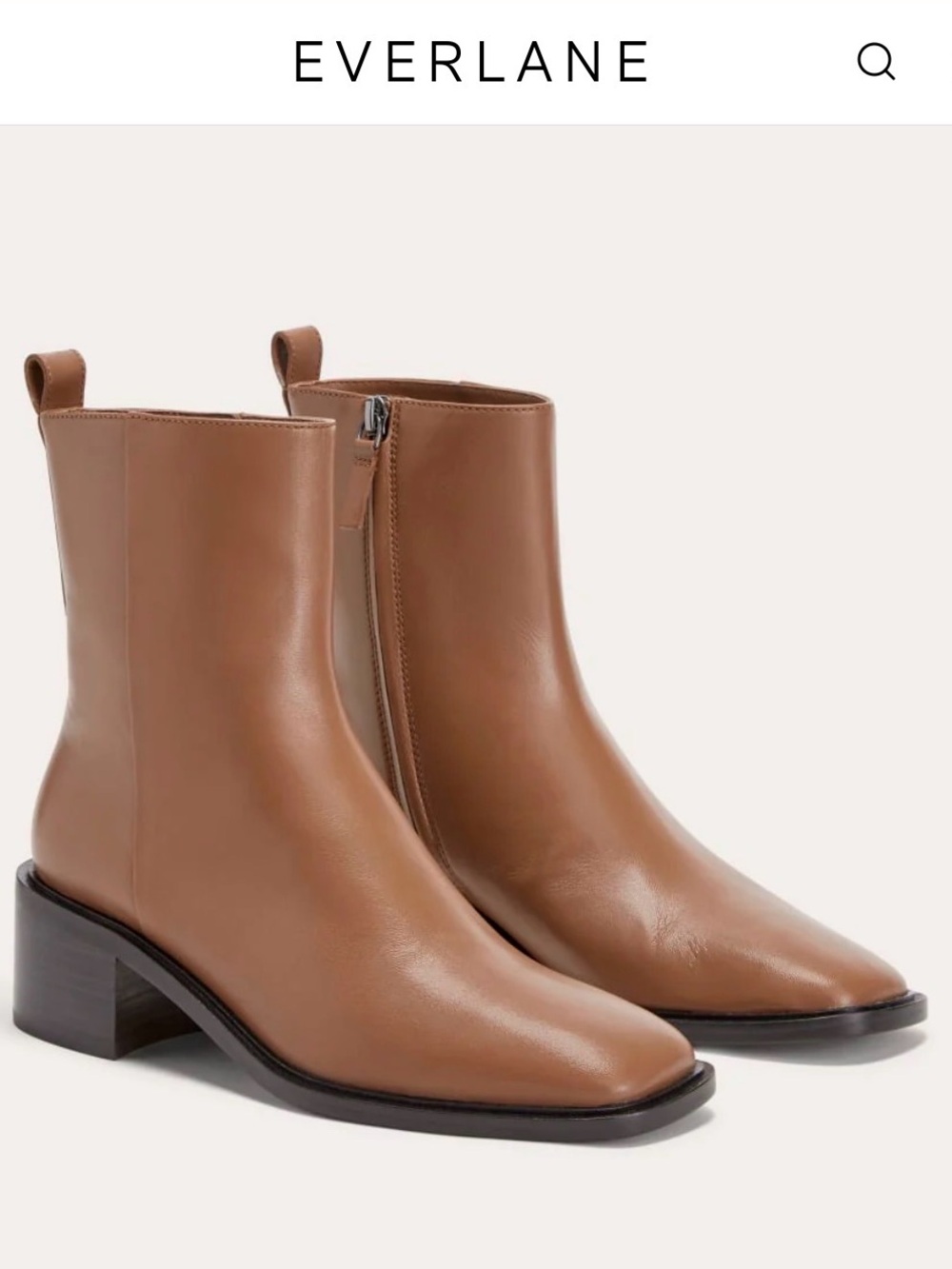 Everlane City Leather Ankle Boots in saddle Brown
